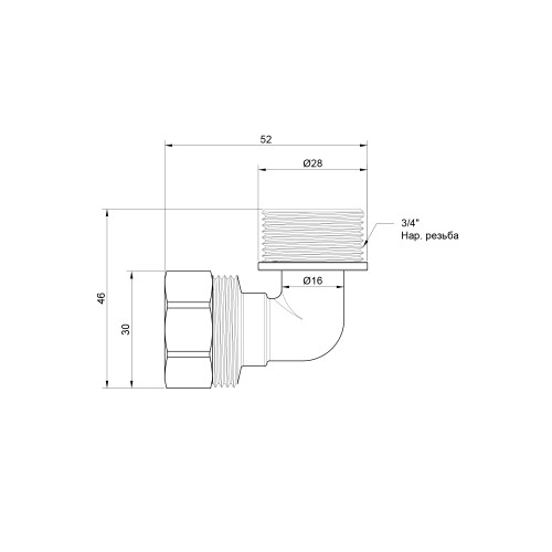 Уголок обжимной Thermo Alliance Standart 20х3/4