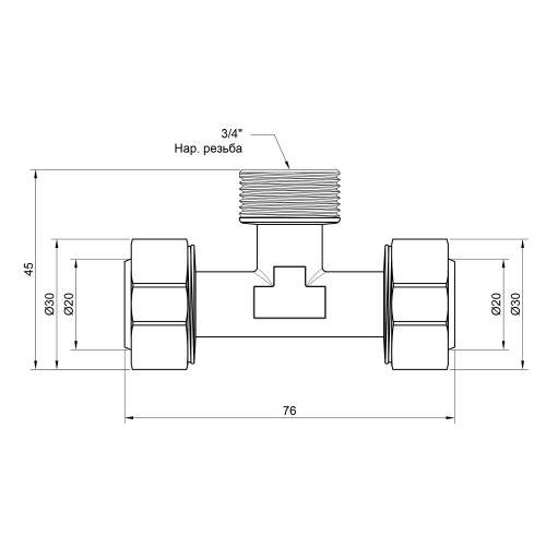 Тройник обжимной Thermo Alliance Standart 20х3/4