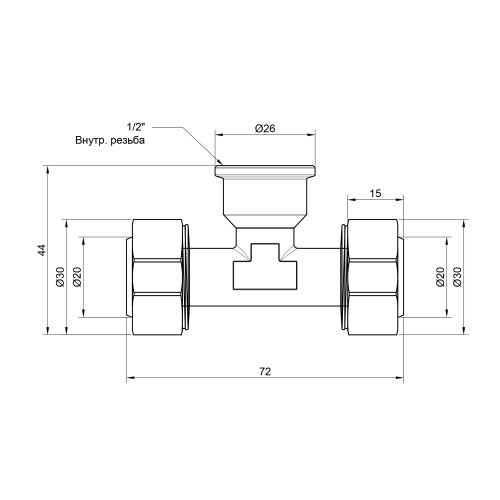 Тройник обжимной Thermo Alliance Standart 20х1/2
