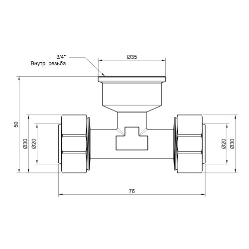 Тройник обжимной Thermo Alliance Standart 20х3/4