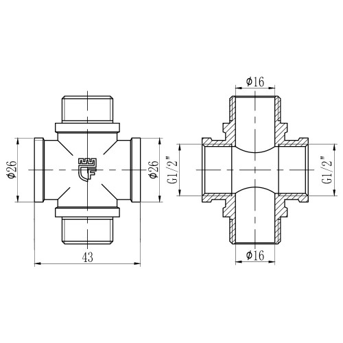 Крестовина Thermo Alliance Forte 1/2 Крестовина Thermo Alliance Forte 1/2