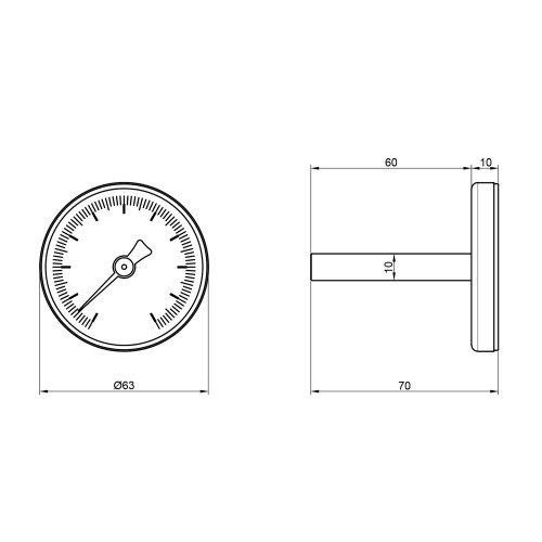 Термометр Thermo Alliance Standart 120°С 63 мм 1/2 Термометр Thermo Alliance Standart 120°С 63 мм 1/2