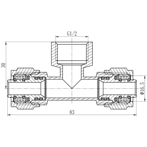 Тройник обжимной Thermo Alliance Forte 16х1/2
