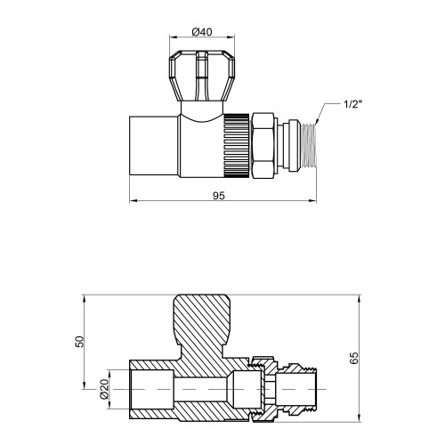 Кран шаровой радиаторный PPR Thermo Alliance 20х1/2 Кран шаровой радиаторный PPR Thermo Alliance 20х1/2