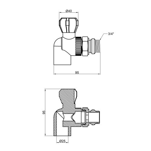 Кран шаровой радиаторный PPR Thermo Alliance 25х3/4 Кран шаровой радиаторный PPR Thermo Alliance 25х3/4
