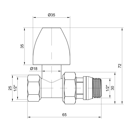Кран радиаторный Thermo Alliance Base 1/2 Кран радиаторный Thermo Alliance Base 1/2