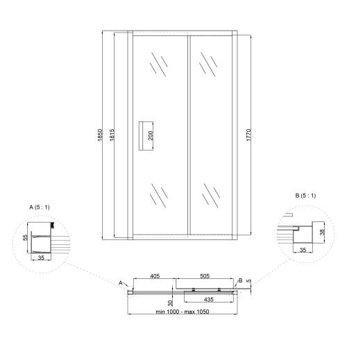 Душевая дверь в нишу Lidz Aria SD100x185.CRM.FR, стекло Frost 5 мм
