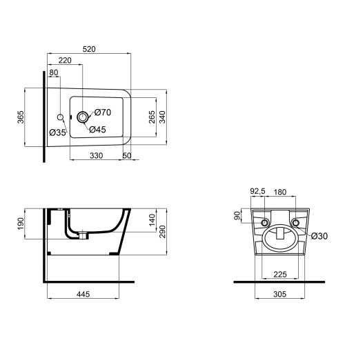 Биде подвесное Qtap Crow 520х360х290 White QT05555370W Биде подвесное Qtap Crow 520х360х290 White QT05555370W