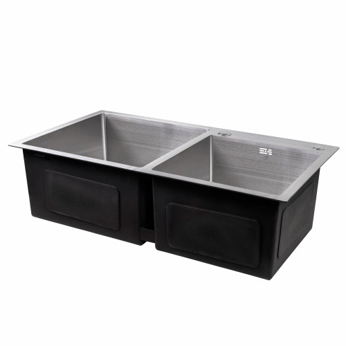 Мойка для кухни с двумя чашами интегрированная Lidz Handmade H7843 (LDH7843BRU35387) Brushed Steel 3,0/1,0 мм Мойка для кухни с двумя чашами интегрированная Lidz Handmade H7843 (LDH7843BRU35387) Brushed Steel 3,0/1,0 мм
