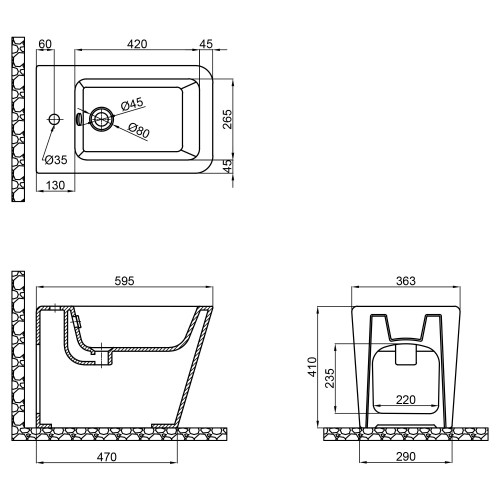 Биде напольное Qtap Tern 550x360x410 White QT1744003CW Биде напольное Qtap Tern 550x360x410 White QT1744003CW