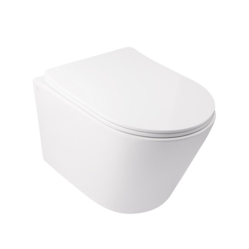 Готовое решение Qtap для ванной комнаты: подвесной унитаз  Swan Rimless 520х360х320 + комплект инсталляции Nest 4 в 1 (круглая клавиша Black mat)
