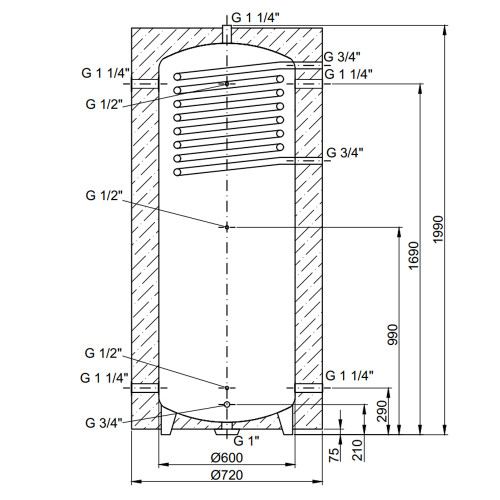 Теплоаккумулятор Thermo Alliance TAI-10 500 с теплообменником 1,4 кв. м с изоляцией 80 мм