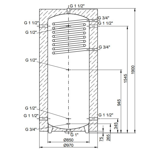 Теплоаккумулятор Thermo Alliance TAI-10 1000 с теплообменником 1,4 кв. м с изоляцией 60 мм