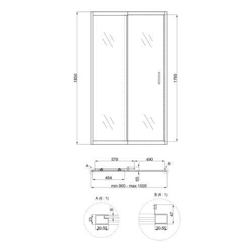 Душевая дверь в нишу Qtap Taurus CRM209-1.C6 90-100x200 см, стекло Clear 6 мм, покрытие CalcLess Душевая дверь в нишу Qtap Taurus CRM209-1.C6 90-100x200 см, стекло Clear 6 мм, покрытие CalcLess