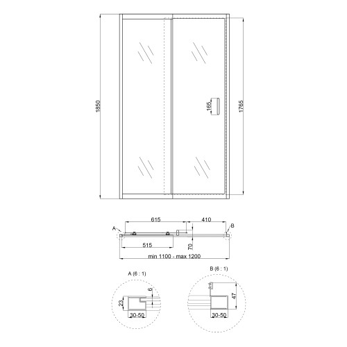 Душевая дверь в нишу Qtap Taurus CRM2011-12.C6 110-120x200 см, стекло Clear 6 мм, покрытие CalcLess Душевая дверь в нишу Qtap Taurus CRM2011-12.C6 110-120x200 см, стекло Clear 6 мм, покрытие CalcLess