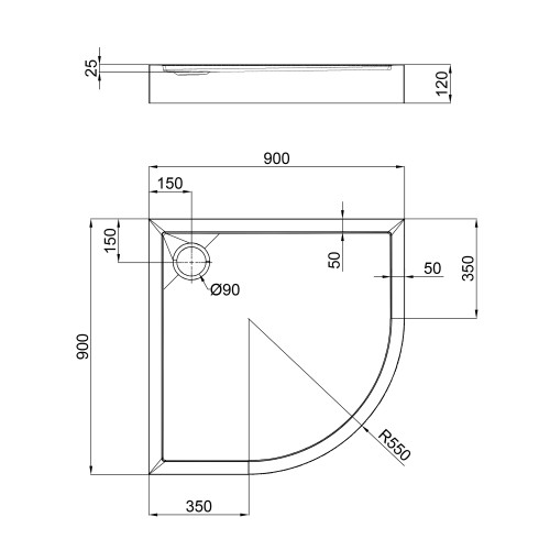 Душевой поддон Qtap Robin 309912C 90x90x12 см + сифон Душевой поддон Qtap Robin 309912C 90x90x12 см + сифон