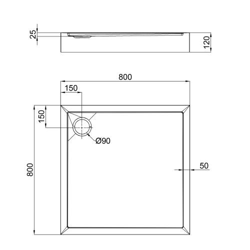 Душевой поддон Qtap Tern 308812C 80x80x12 см + сифон Душевой поддон Qtap Tern 308812C 80x80x12 см + сифон