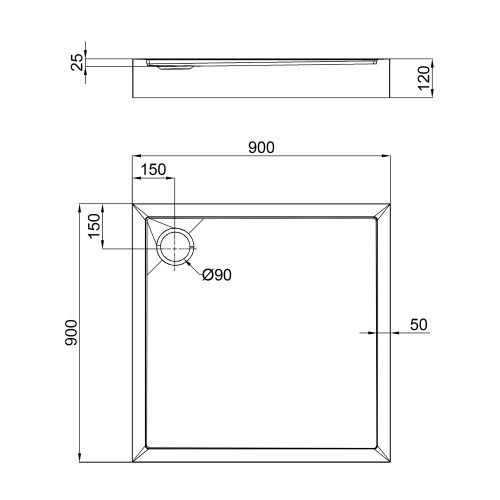 Душевой поддон Qtap Tern 309912C 90x90x12 см + сифон Душевой поддон Qtap Tern 309912C 90x90x12 см + сифон
