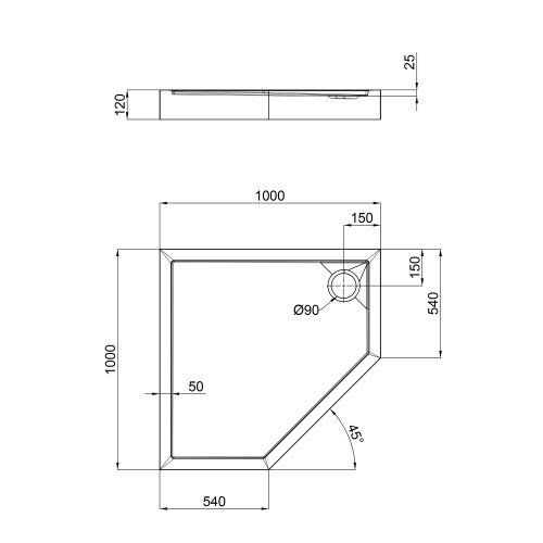Душевой поддон Qtap Diamond 301112 100x100x12 см + сифон