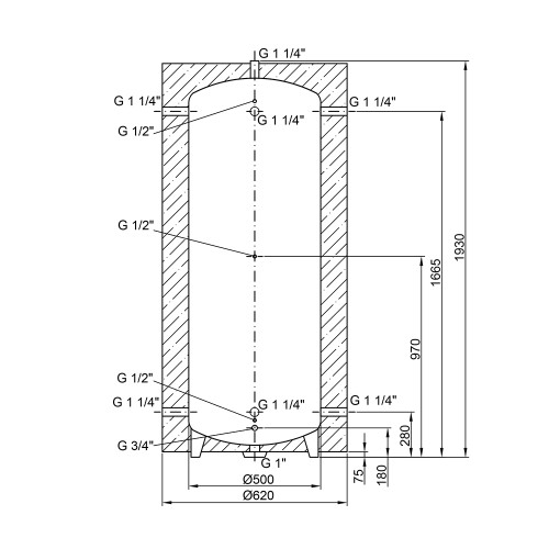 Теплоаккумулятор Thermo Alliance TA-ТАМ-00 350 с изоляцией 80 мм