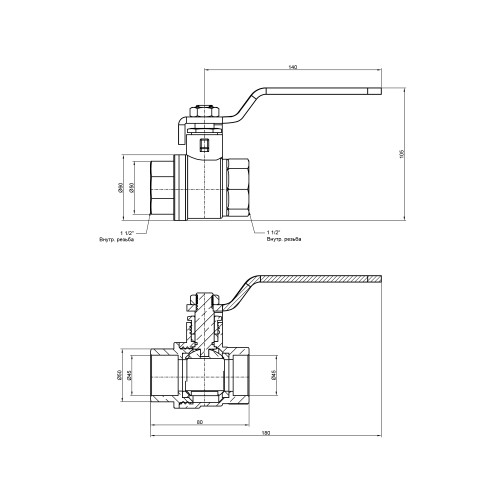 Кран шаровой Thermo Alliance Base 1 1/2 ВР для воды (рычаг) SD600W40 Кран шаровой Thermo Alliance Base 1 1/2 ВР для воды (рычаг) SD600W40