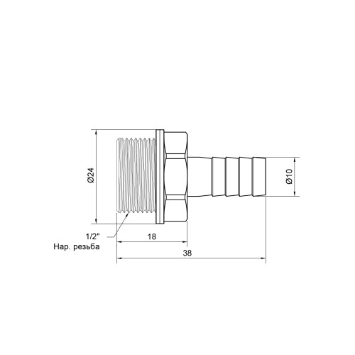 Штуцер Thermo Alliance Standart 10х1/2 Штуцер Thermo Alliance Standart 10х1/2