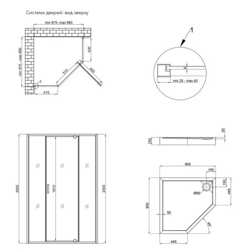 Набор Qtap душевая кабина Scorpio CRM10995-AC6 Clear 2120x900x900 мм + поддон Diamond 309912 90x90x12 см с сифоном