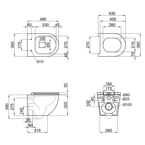 Унитаз подвесной Qtap Robin New безободковый с сиденьем Soft-close QT13332381АSW