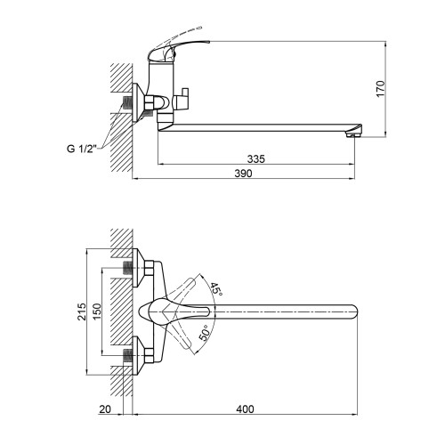 Brinex 36W 005 смеситель ванна длинная (k35) Brinex 36W 005 смеситель ванна длинная (k35)