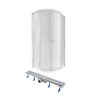 QT Душевая кабина PRESTO CRM1099AP5, полукруг, 90x90, стекло 5мм Pear + QT Dry FA304-700 Линейный трап, акционный набор QT Душевая кабина PRESTO CRM1099AP5, полукруг, 90x90, стекло 5мм Pear + QT Dry FA304-700 Линейный трап, акционный набор