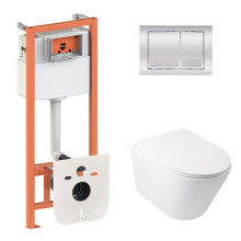 Готовое решение Qtap для ванной комнаты: подвесной унитаз Swan Ultra Quiet 485x360x320 + комплект инсталляции Nest 4 в 1 (квадратная клавиша Chrome) Готовое решение Qtap для ванной комнаты: подвесной унитаз Swan Ultra Quiet 485x360x320 + комплект инсталляции Nest 4 в 1 (квадратная клавиша Chrome)