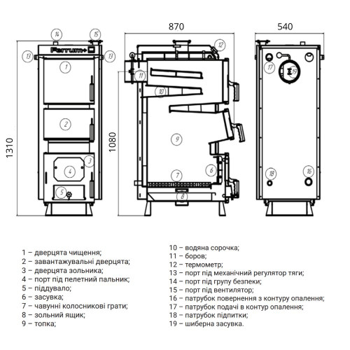 Котел твердотопливный стальной Thermo Alliance Ferrum Plus V 4.0 FSF+ 20