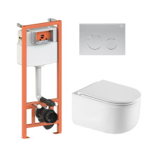 Готовое решение Qtap для ванной комнаты: подвесной унитаз Taurus Ultra Quiet 485×360×350 + комплект инсталляции Nest 4 в 1 (круглая клавиша Satin) Готовое решение Qtap для ванной комнаты: подвесной унитаз Taurus Ultra Quiet 485×360×350 + комплект инсталляции Nest 4 в 1 (круглая клавиша Satin)