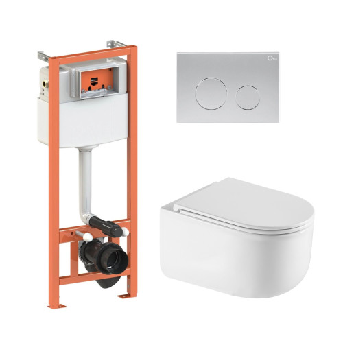 Готовое решение Qtap для ванной комнаты: подвесной унитаз Taurus Ultra Quiet 485×360×350 + комплект инсталляции Nest 4 в 1 (круглая клавиша Satin) Готовое решение Qtap для ванной комнаты: подвесной унитаз Taurus Ultra Quiet 485×360×350 + комплект инсталляции Nest 4 в 1 (круглая клавиша Satin)