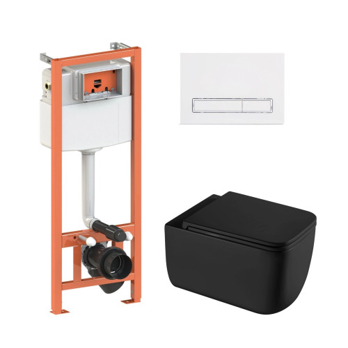 Готовое решение Qtap для ванной комнаты: подвесной унитаз Gemini Ultra Quiet 530х365х373 + комплект инсталляции Nest 4 в 1 (линейная клавиша White