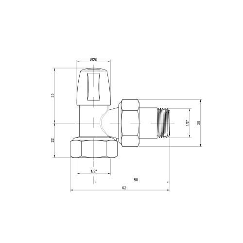Кран радиаторный Icma 1/2 Кран радиаторный Icma 1/2
