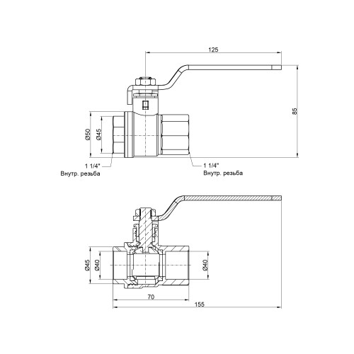 Кран шаровой Thermo Alliance Base 1 1/4 ВР для воды (рычаг) SD600W32 Кран шаровой Thermo Alliance Base 1 1/4 ВР для воды (рычаг) SD600W32