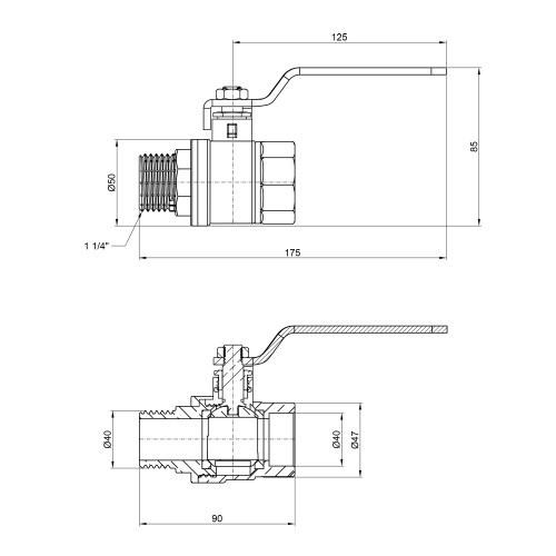 Кран шаровой Thermo Alliance Base 1 1/4 ВН для воды (рычаг) SD605W32 Кран шаровой Thermo Alliance Base 1 1/4 ВН для воды (рычаг) SD605W32