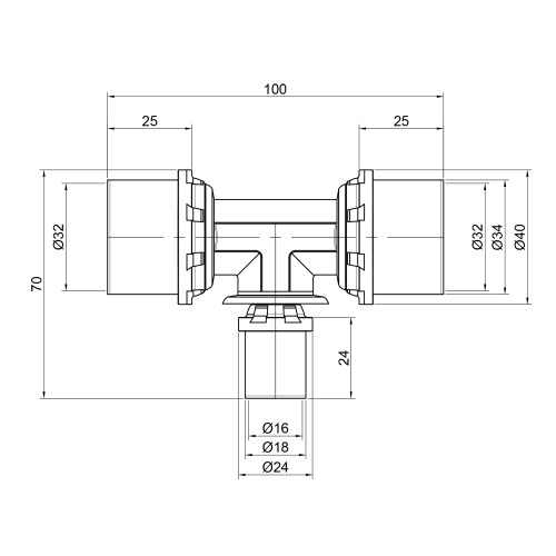 Тройник пресс Icma 32х16х32 №406 Тройник пресс Icma 32х16х32 №406