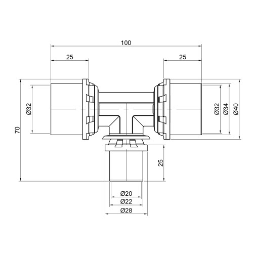 Тройник пресс Icma 32х20х32 №406 Тройник пресс Icma 32х20х32 №406