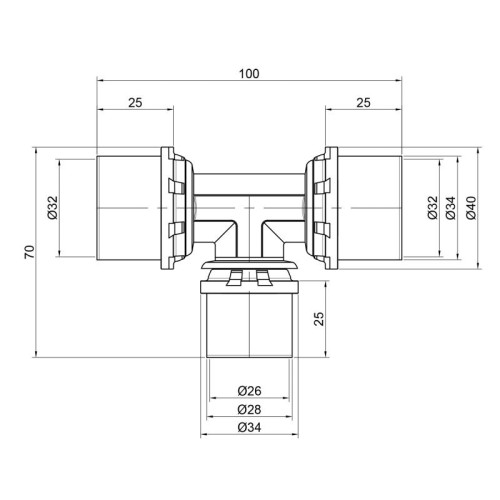 Тройник пресс Icma 32х26х32 №406 Тройник пресс Icma 32х26х32 №406