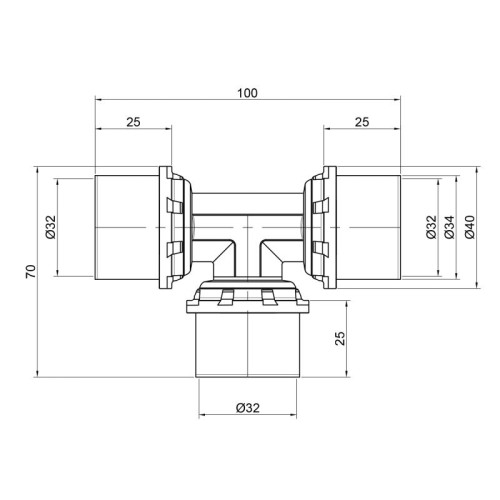 Тройник пресс Icma 32х32х32 №406 Тройник пресс Icma 32х32х32 №406
