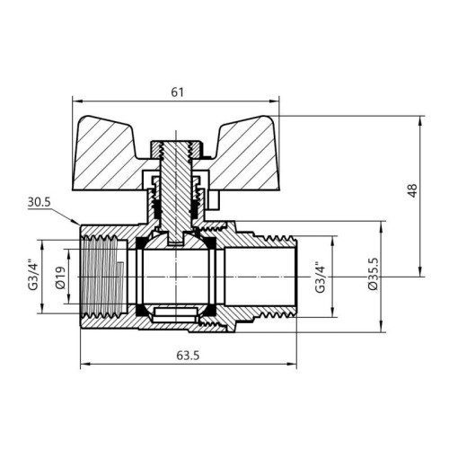 Кран шаровой Thermo Alliance Standart 3/4