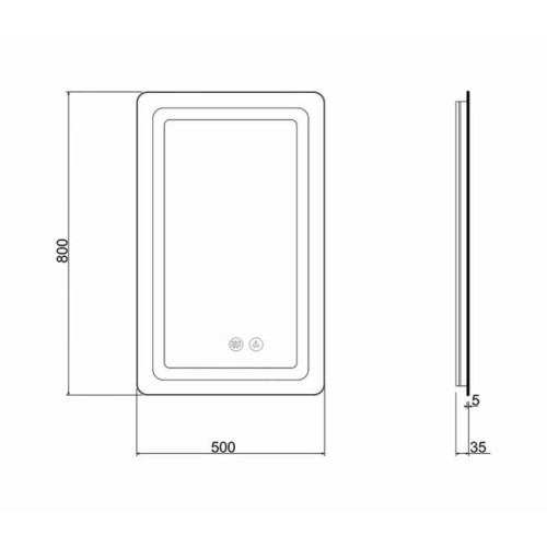 Зеркало Qtap Mideya (DC-F911) 500х800 с LED-подсветкой Touch, с антизапотеванием, диммером QT2078F911W