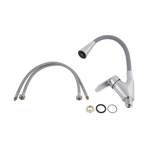 Смеситель для кухни Lidz Tani 007F3 с гибким изливом (k40) LDTAN007F3GCR31869 Chrome/Grey