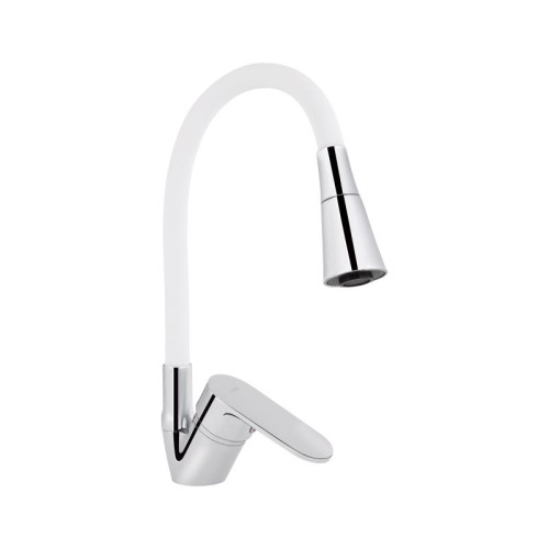 Смеситель для кухни Lidz Tani 008F3 с гибким изливом (k40) LDTAN008F3WCR37037 Chrome/White