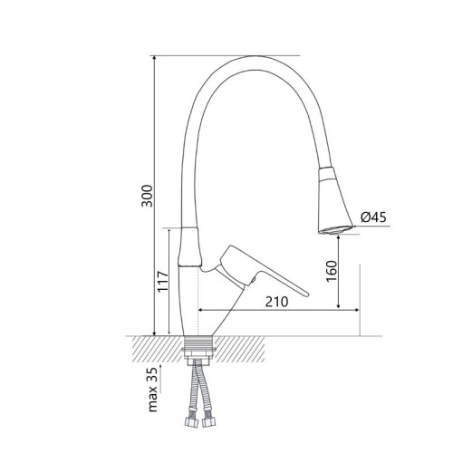 Смеситель для кухни Lidz Tani 008F3 с гибким изливом (k40) LDTAN008F3BCR39484 BCR