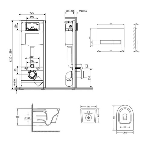 Готовое решение Qtap для ванной комнаты: подвесной унитаз Jay Ultra Quiet 485x360x320 + комплект инсталляции Nest 4 в 1 (линейная клавиша Matt Black) Готовое решение Qtap для ванной комнаты: подвесной унитаз Jay Ultra Quiet 485x360x320 + комплект инсталляции Nest 4 в 1 (линейная клавиша Matt Black)