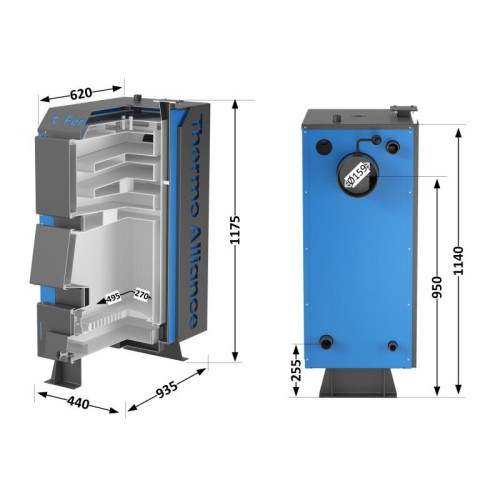 Котел твердотопливный стальной Thermo Alliance Ferrum V 4.0 FSF 16 Котел твердотопливный стальной Thermo Alliance Ferrum V 4.0 FSF 16