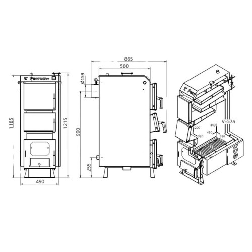 Котел твердотопливный стальной Thermo Alliance Ferrum Plus V 4.0 FSF+ 14
